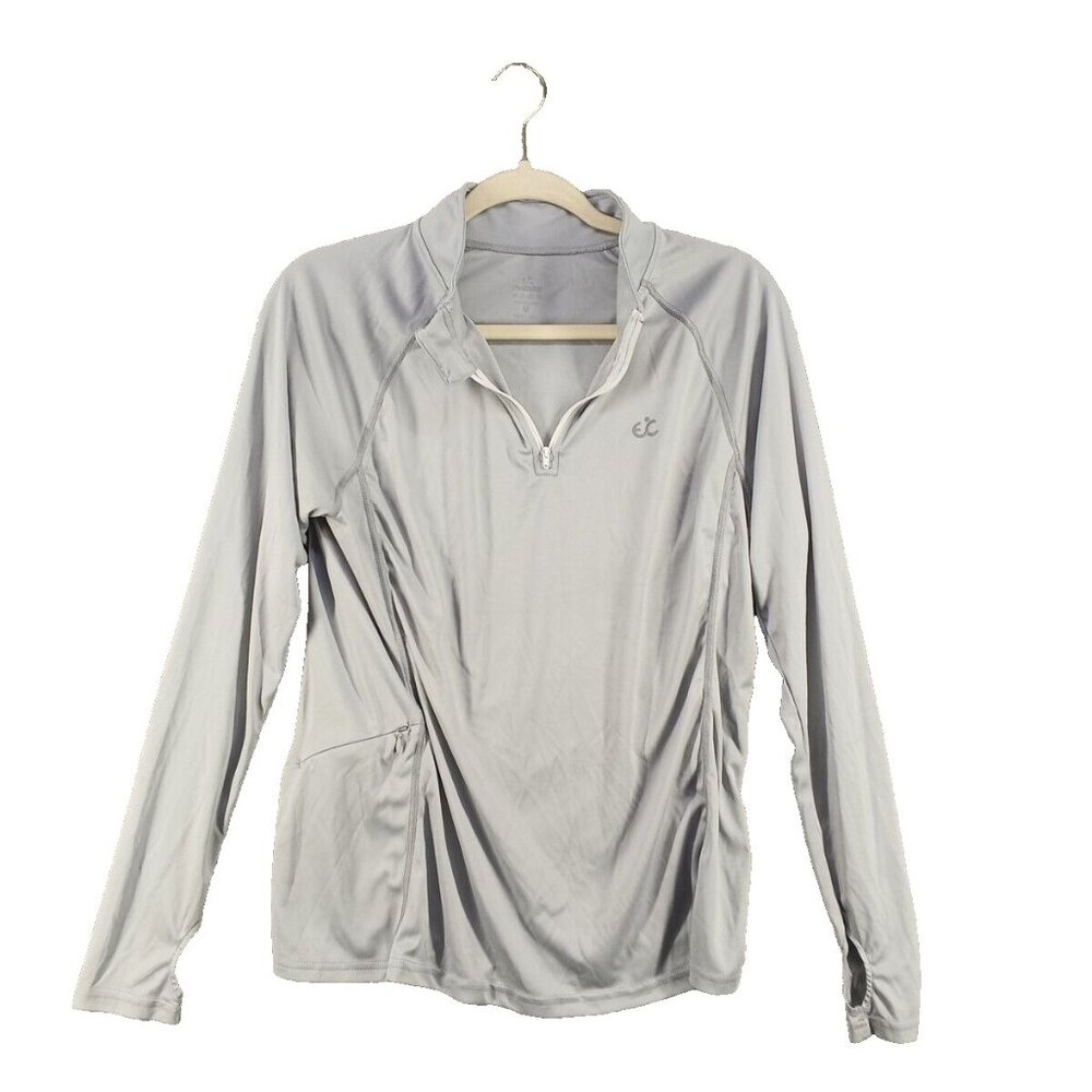 Activewear Top Size MEDIUM(8-10) Knit Gray Pullover Henley Casual Gym